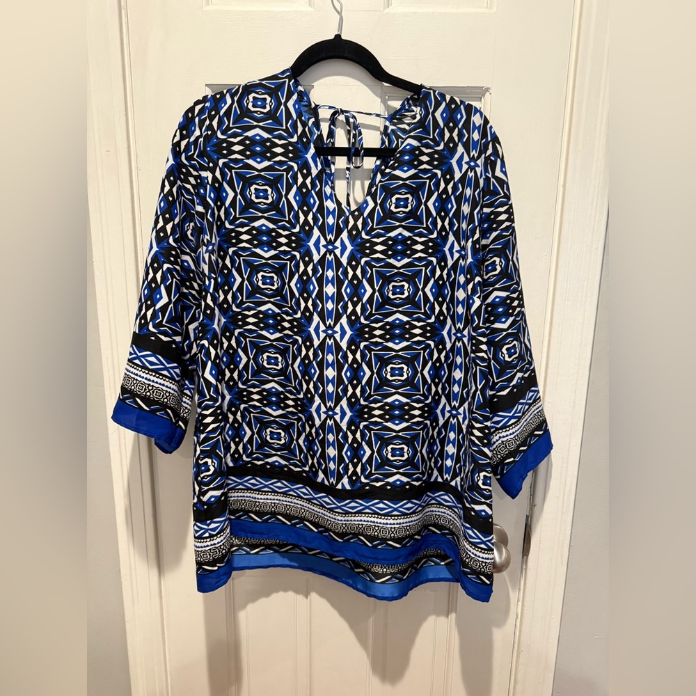 Chicos blue patterned blouse - image 1